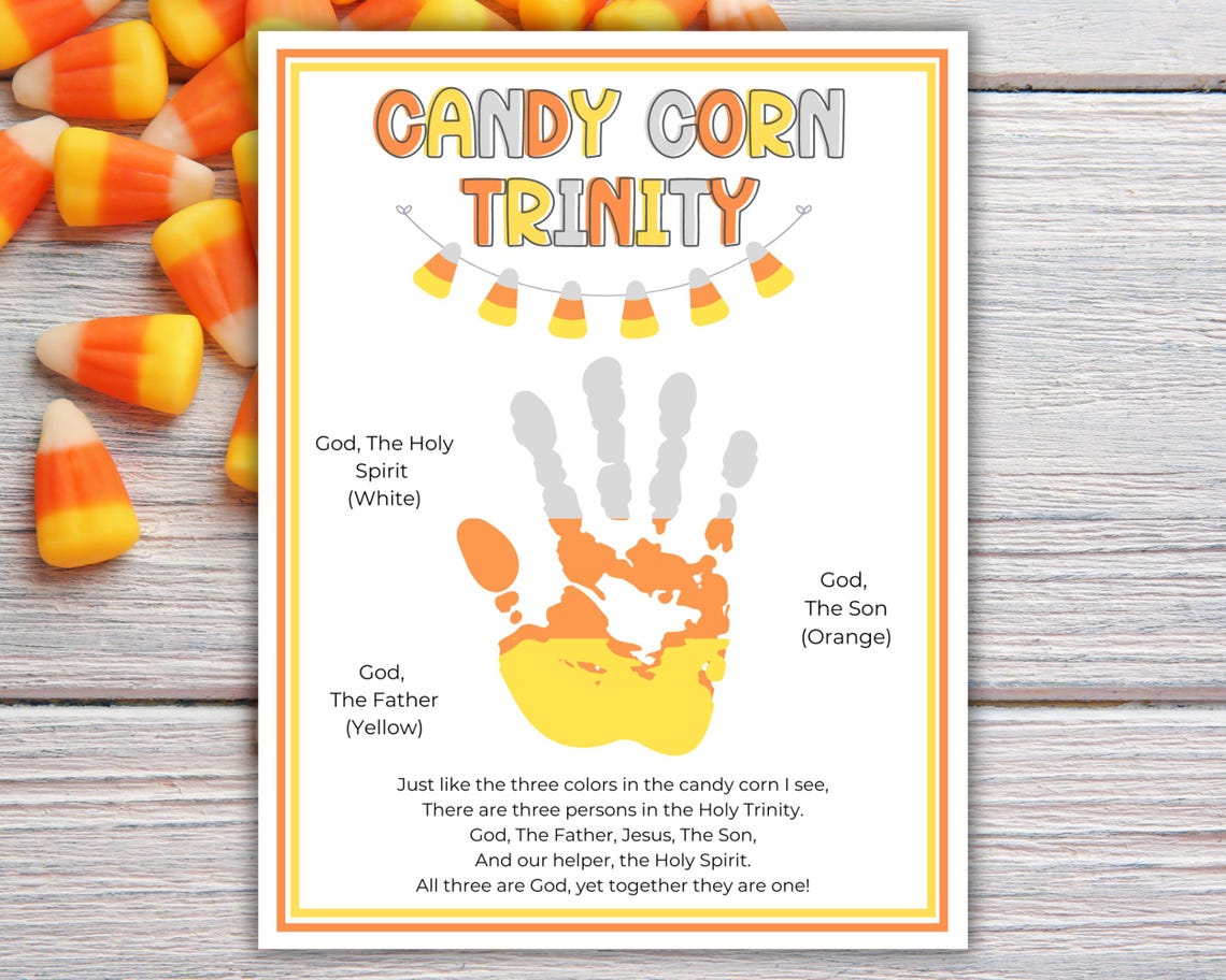 Candy Corn Trinity Handprint Art, Fall Craft for Kids, Printable Candy ...