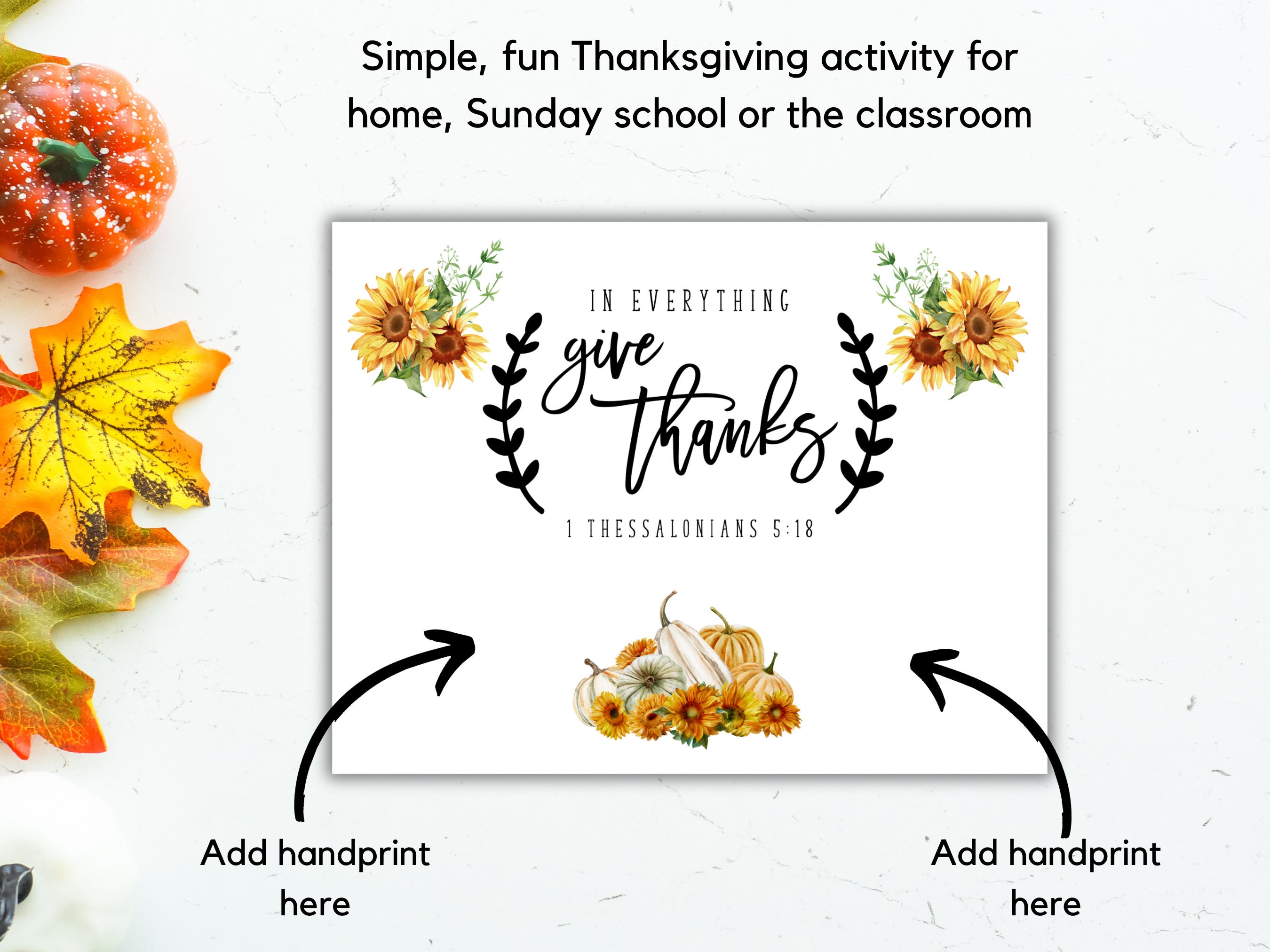 Hand Lettered Thanksgiving Scripture Thanksgiving Handprint Art, Printable Christian Craft, in All Things ...