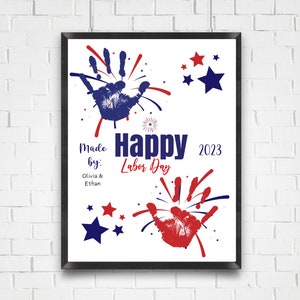 Labor Day Handprint Art Craft, Printable Labor Day Activity for Toddler ...