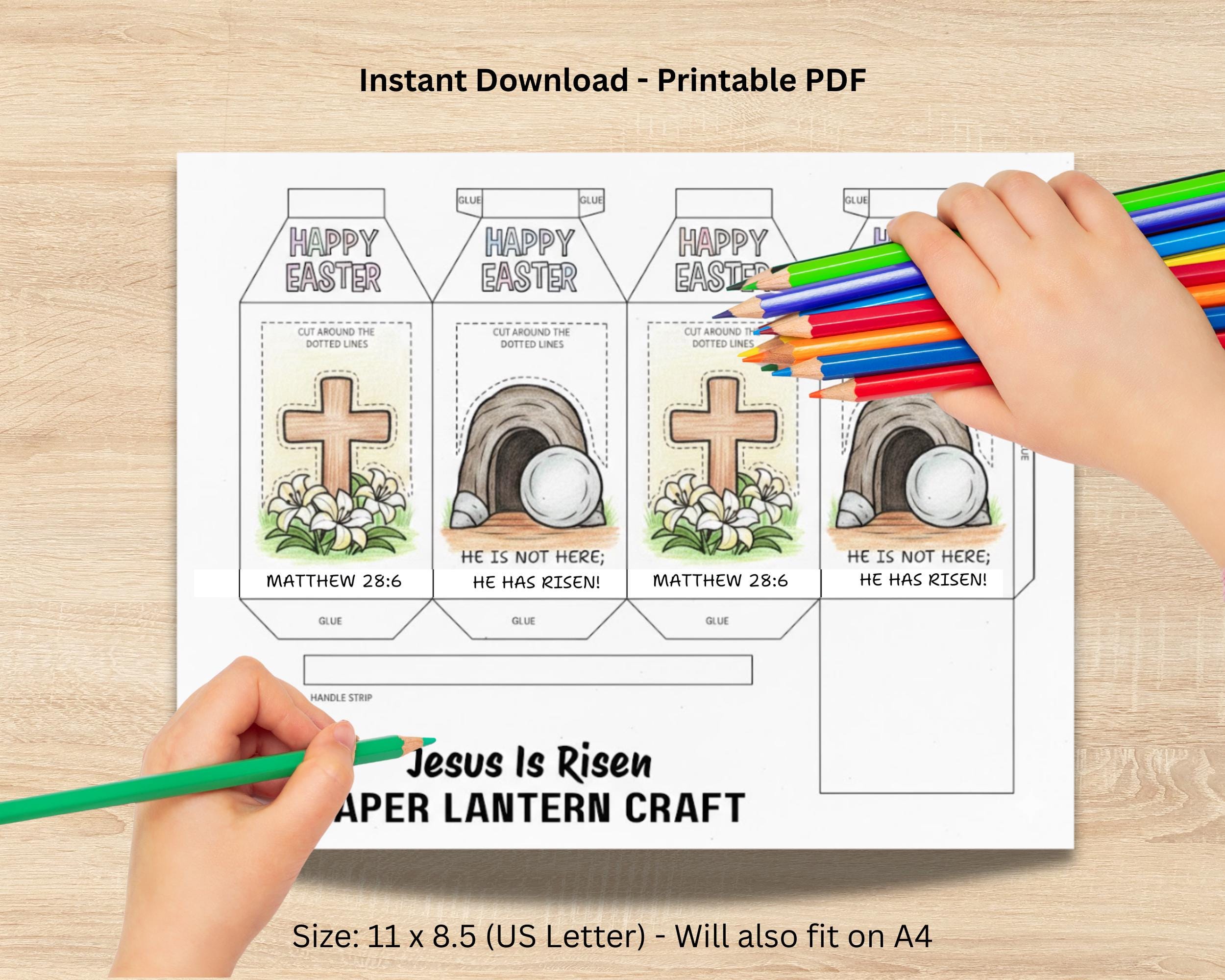 He is Risen Craft for Kids, Paper Lantern Easter Bible Craft, Easter ...