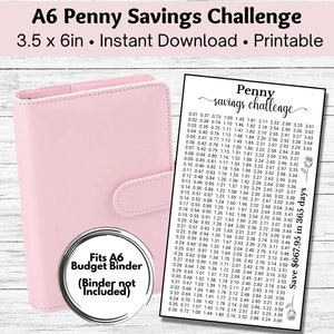 A6 Penny Savings Challenge Printable | 365 Day Savings Tracker | 1p Saving Challenge | For A6 Budget Binder