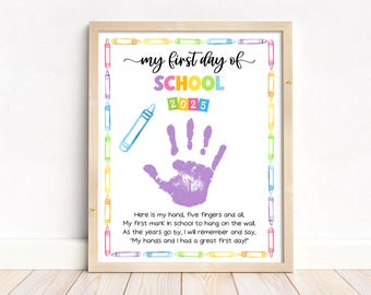 First Day Of School Handprint Art, Back To School Handprint Craft Poem, Printable 1st Day Template, Preschool Homeschool Classroom Activity