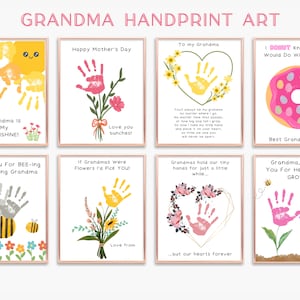 Oma handafdruk kunst, oma afdrukbaar, oma Moederdagcadeau handafdruk ambacht, beste oma ooit, handafdruk bloemen, cadeau voor oma