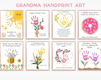 Grandma Handprint Art, Grandma Printable, Grandma Mother's Day Gift Handprint Craft, Best Grandma Ever, Handprint Flowers, Gift For Grandma