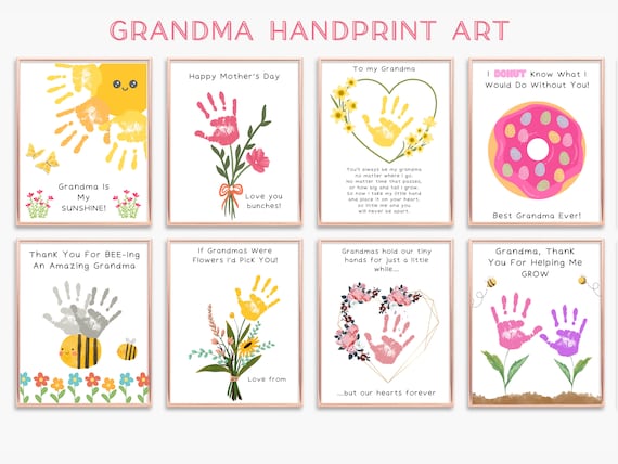 Grandma Handprint Art, Grandma Printable, Grandma Mother's Day Gift Handprint Craft, Best Grandma Ever, Handprint Flowers, Gift For Grandma