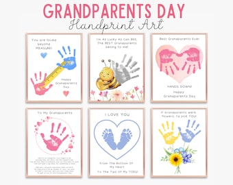 Großeltern Tag Handabdruck Kunst, Großeltern Handabdruck Handwerk bedruckbar, Handabdruck Gedicht, Oma Opa Geschenk von Kleinkindern, Kindern, Babys