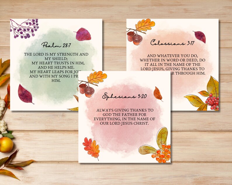 Hand Lettered Thanksgiving Scripture Thanksgiving Scripture Cards, 20 Printable Religious Thanksgiving Bible ...