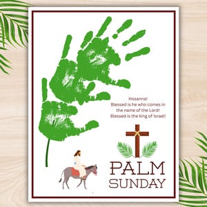 Palm Sunday Handprint Art Craft, Printable Palm Sunday Craft, Easter ...