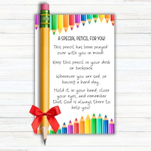 Bénédiction du crayon pour la rentrée des classes, étiquette cadeau crayon, carte de prière au crayon, cadeau étudiant ou enseignant, étiquette cadeau imprimable, école du dimanche, cadeau d'église