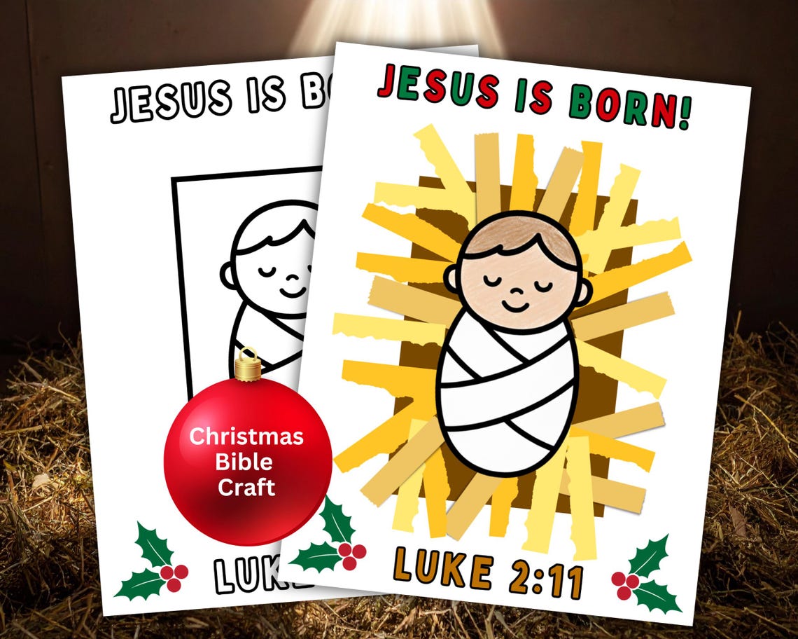 Christmas Torn Paper Manger Craft Printable, Christmas Bible Craft ...