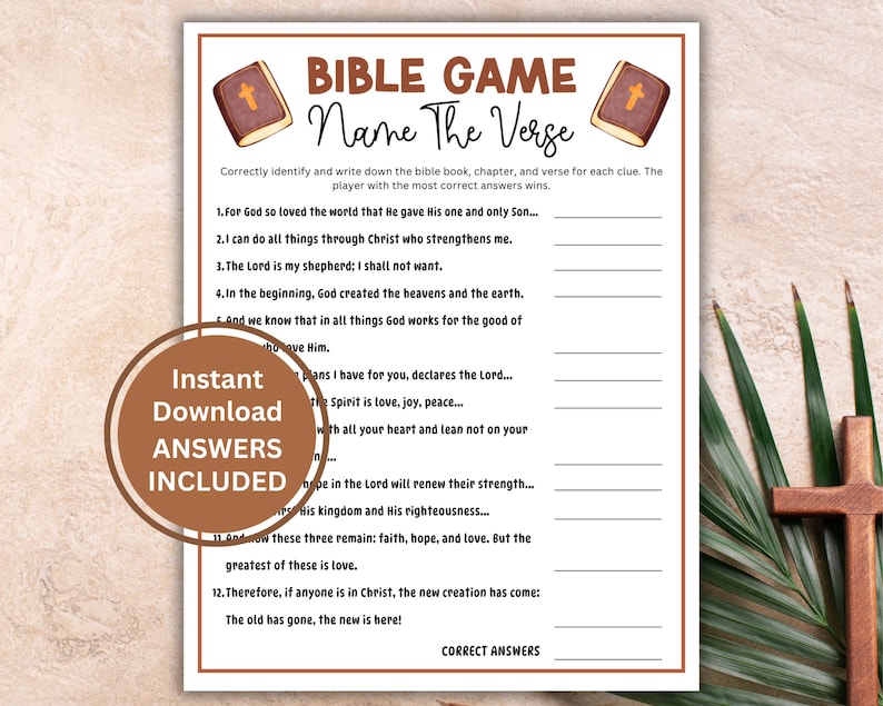 Bible Game Name the Verse, Bible Game for Teens & Adults, Youth Group ...