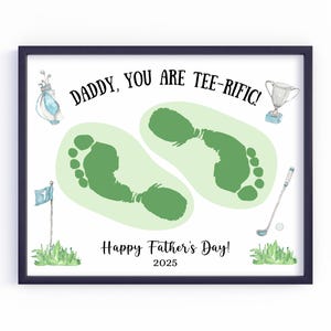 Vaderdag golf handafdruk voetafdruk kunst, afdrukbaar ambacht, vaderdag golfcadeau, vaderdag aandenken, cadeau van kinderen, golfcadeau voor papa