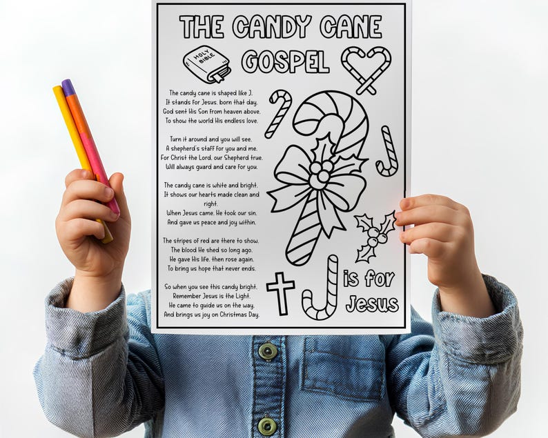 Candy Cane Bible Lesson Coloring Page, Candy Cane Poem Craft, Christmas ...