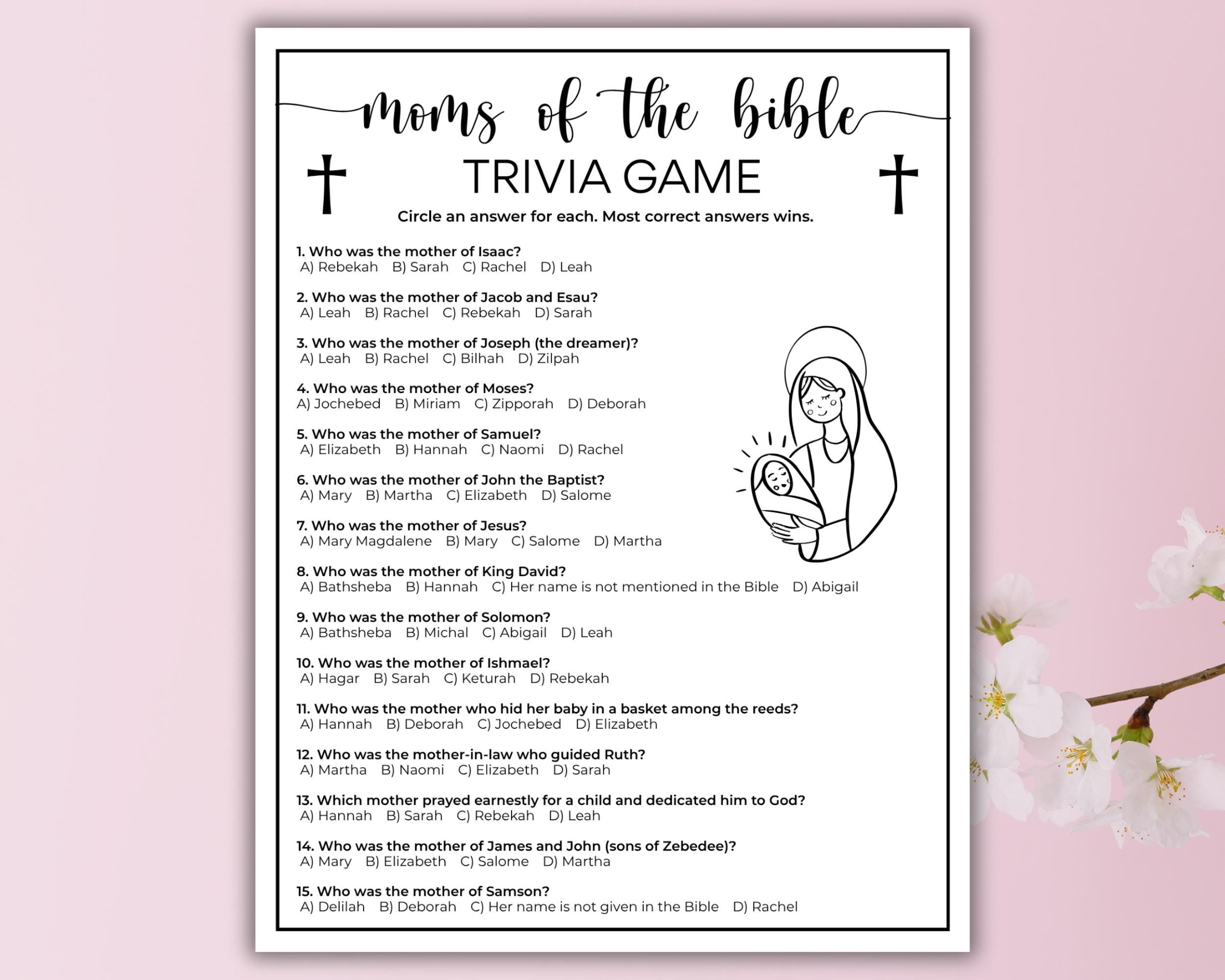 Mothers of the Bible Game Printable, Christian Mothers Day Match up ...