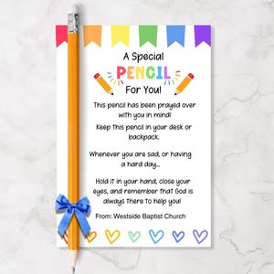 Pencil Blessing Back To School, Editable Name, Pencil Gift Tag Printable, Pencil Prayer, Student or Teacher Gift, Sunday School, Church Gift