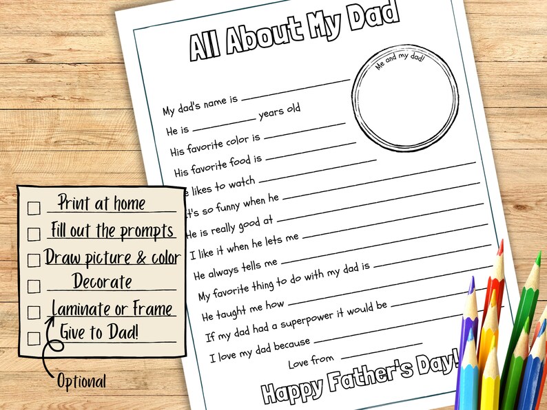All About My Dad Printable Father's Day Gift for Dad I - Etsy