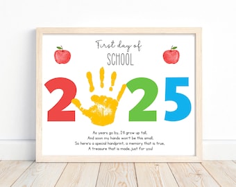 First Day of School Handprint Art, Kindergarten Preschool Handprint Craft, Handprint Poem, Back To School Activity, 1st Day Memory Keepsake