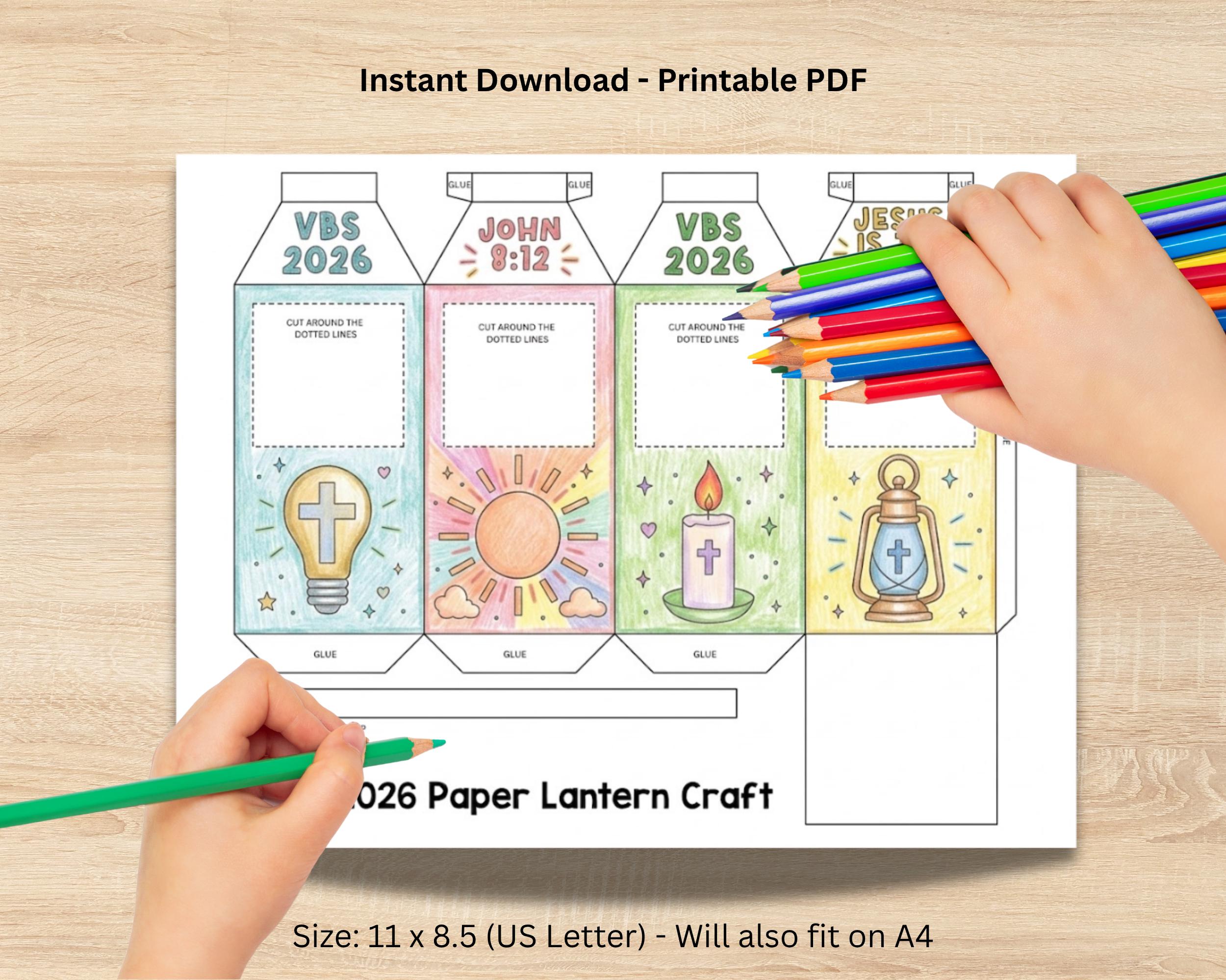 VBS 2026 Lantern Craft Printable, Jesus is the Light Paper Lantern ...
