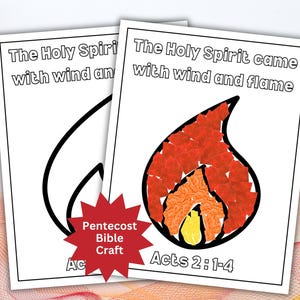 Lavoretto biblico sulla Pentecoste stampabile, lavoretto con carta strappata, pagina da colorare, attività per bambini sulla Pentecoste, attività religiosa per la lezione biblica della scuola domenicale