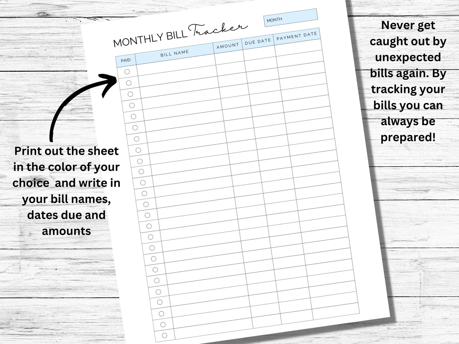 Monthly Bill Tracker Printable Payment Tracker Template Monthly Budget ...