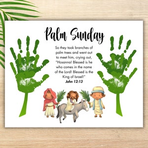 Palm Sunday Handprint Art Craft, Printable Palm Sunday Craft, Easter Story Sunday School Activity, Toddlers Kids Bible Lesson Activity