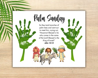 Palm Sunday Handprint Art Craft, Printable Palm Sunday Craft, Easter Story Sunday School Activity, Toddlers Kids Bible Lesson Activity