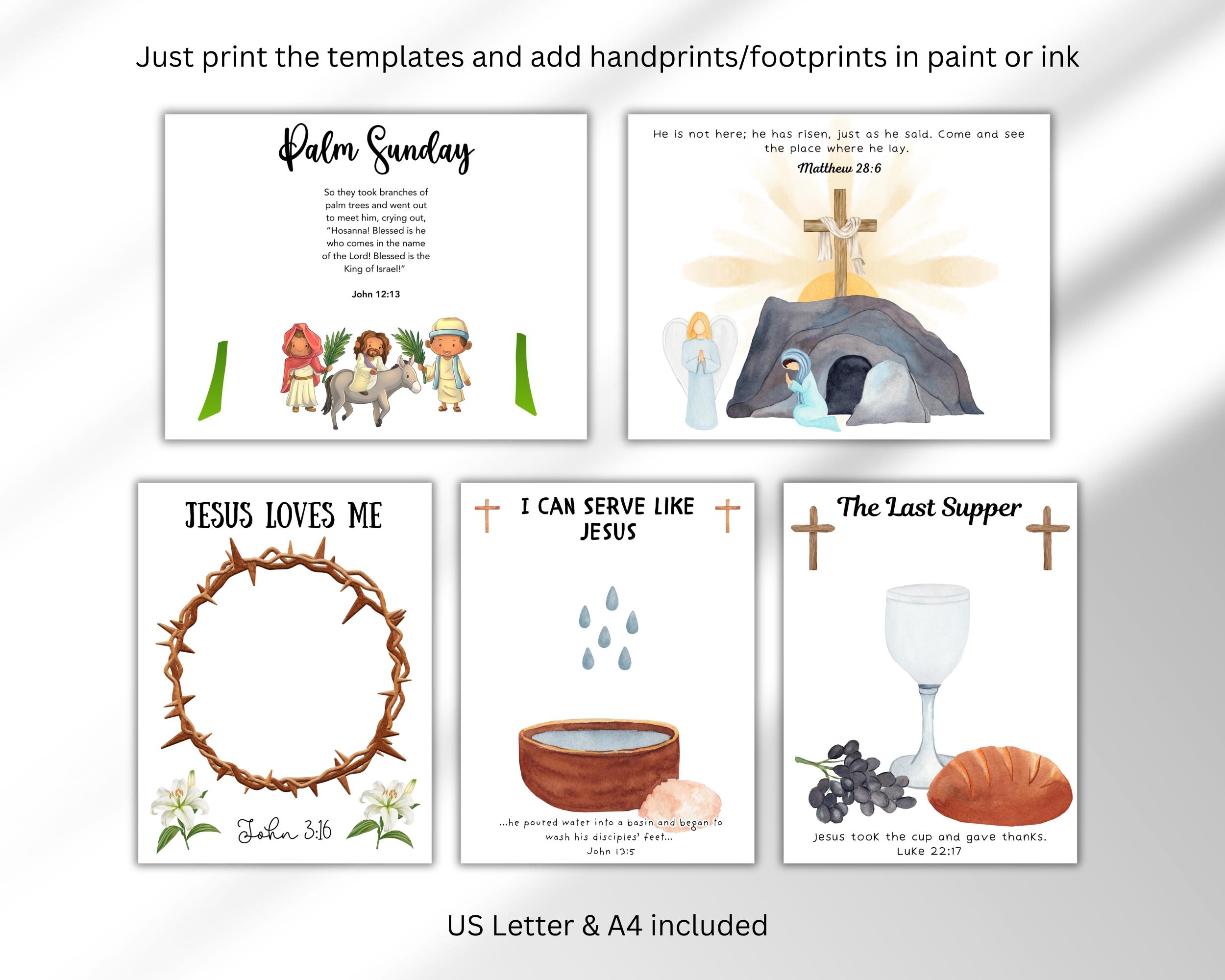 Holy Week Handprint Craft Bundle, Printable Christian Easter Art ...