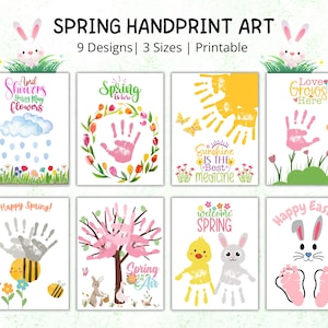 Spring Handprint Art Bundle, Spring Handprint Craft, Printable, Spring Season, Easter, Preschool Daycare Kids Toddler Activity
