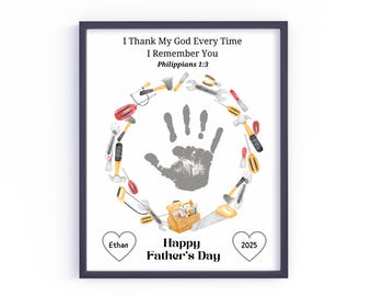 Father's Day Bible Craft, Printable Dad Handprint Art, Christian Sunday School Activity, Toddlers Kids Preschool Bible Verse, Keepsake Gift