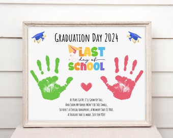 Last Day of School Handprint Art, Kindergarten Preschool Graduation Handprint Craft, Toddler Preschool Activity, School Keepsake