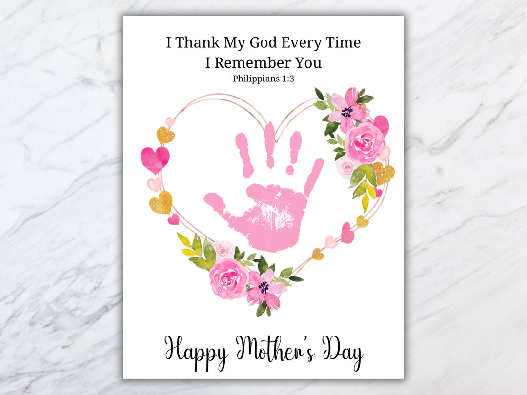 Mothers Day Bible Craft, Printable Mom Handprint Art, Christian Sunday ...