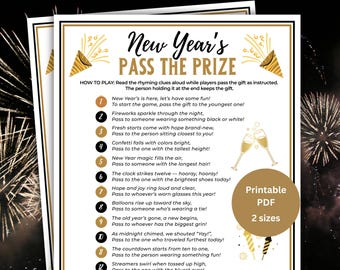 New Years Pass the Prize Game, Pass the Present Game, Pass The Gift Poem, New Year Gift Exchange Game, Left Right Game, New Years Party Game