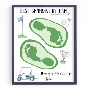 Meilleur grand-père par pair, cadeau de golf grand-père pour la fête des pères, art empreinte de main de golf pour la fête des pères, cadeau grand-père de sa petite-fille, petits-enfants