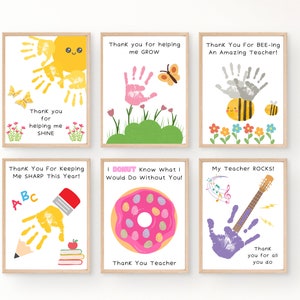 Arte de huellas de manos de agradecimiento al maestro, artesanía de huellas de manos, regalo de maestro imprimible, maestro de agradecimiento, notas de agradecimiento, preescolar, jardín de infantes