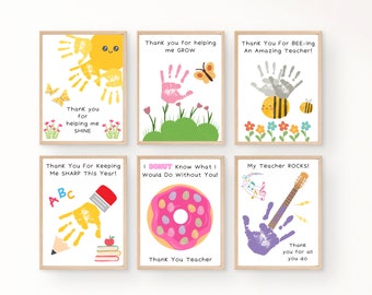 Teacher Appreciation Handprint Art, Handprint Craft, Printable Teacher Gift, Thank You Teacher, Appreciation Notes, Preschool, Kindergarten
