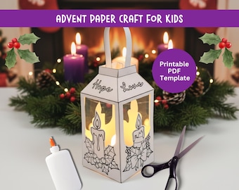 Advent Papierlaterne Handwerk, Advent Bibel Handwerk, Weihnachtsdekoration Färbung Handwerk Aktivität für Kinder, Sonntag Schulunterricht Aktivität