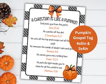 Utskrivbar pumpa-evangelium-godisetikett, Att vara kristen är som att vara en pumpa, kristen Halloween-höstetikett, aktivitetsetikett för söndagsskolebarn