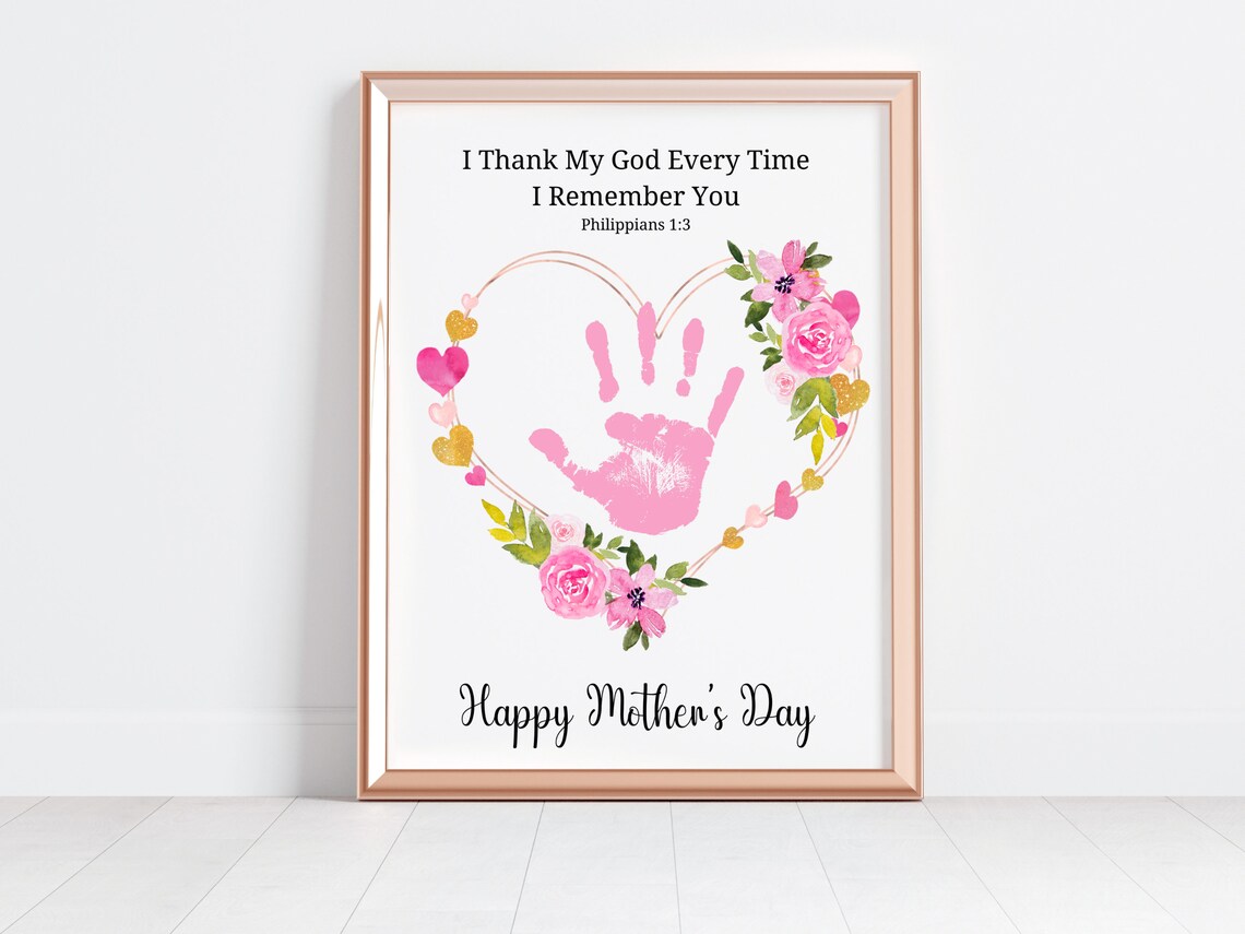 Mothers Day Bible Craft, Printable Mom Handprint Art, Christian Sunday ...