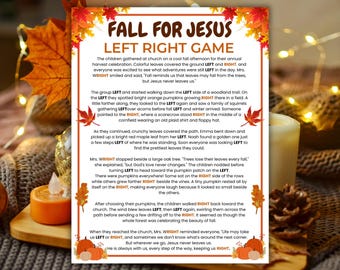 Fall For Jesus Left Right Game, Autumn Story, Fall Game Printable, Sunday School Pass The Prize, Gift Exchange, Bible Activity