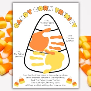 Arte imprimible de la Trinidad de las Maíz Dulce, Poema de la Trinidad de las Maíz Dulce, Manualidad Bíblica de Otoño para Niños, Lección de Actividad de la Escuela Dominical de la Santísima Trinidad