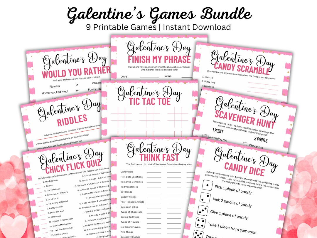 Printable Galentines Games Bundle, Adult Party Games, Galentines Party ...