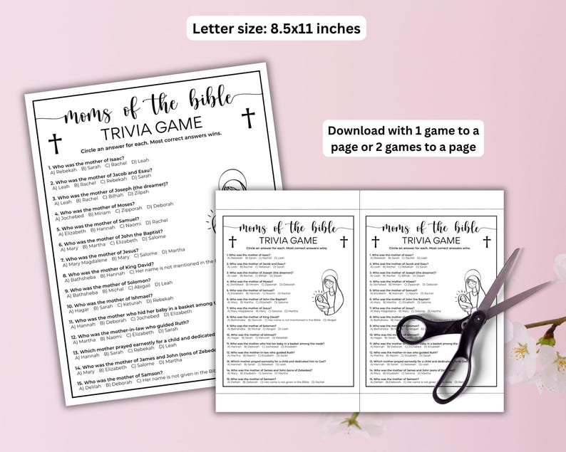 Mothers of the Bible Game Printable, Christian Mothers Day Match up ...