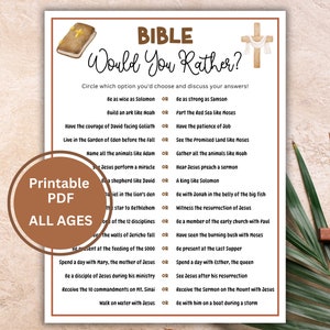 Bible Would You Rather Game, Bible Game For Kids And Adults, Youth Group Games, Women&#39;s Ministry, Sunday School, Christian Family Party Game