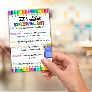 God's Survival Kit Tag, Printable Back to School Gift Tag, Christian ...