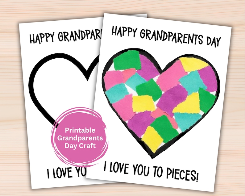 Grandparents Day Craft For Kids, Torn Paper Craft, I Love You To Pieces
