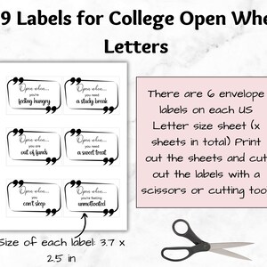 Printable Open When Envelope Labels, Open When Envelopes for College ...