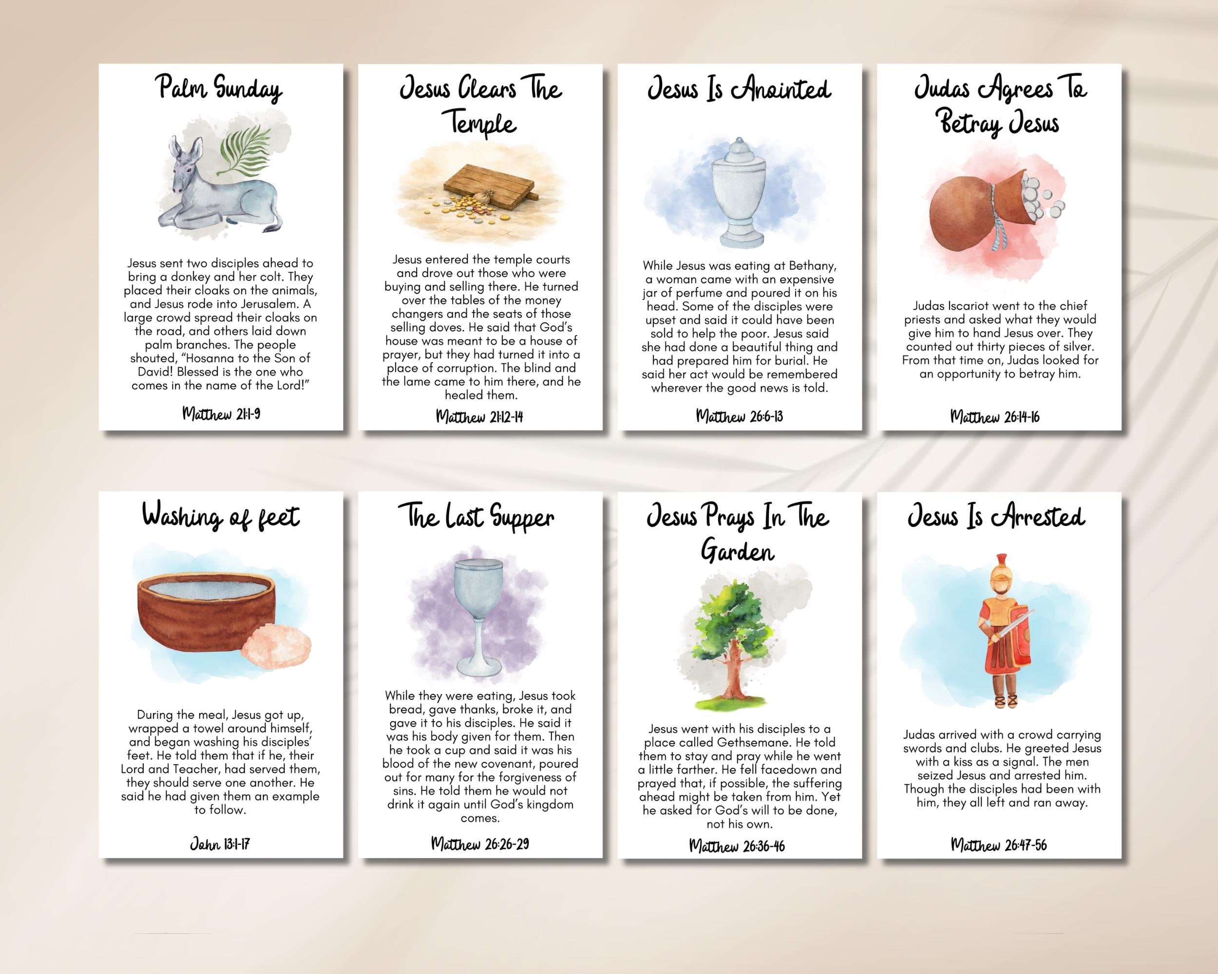 Holy Week Cards for Kids, Printable Easter Story Bible Verse Cards ...