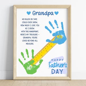 Art de l'empreinte de main de grand-père, empreinte de main de règle aimée au-delà de toute mesure, cadeau souvenir de grand-père de la fête des pères, cadeau de petits-enfants, poème d'empreinte de main