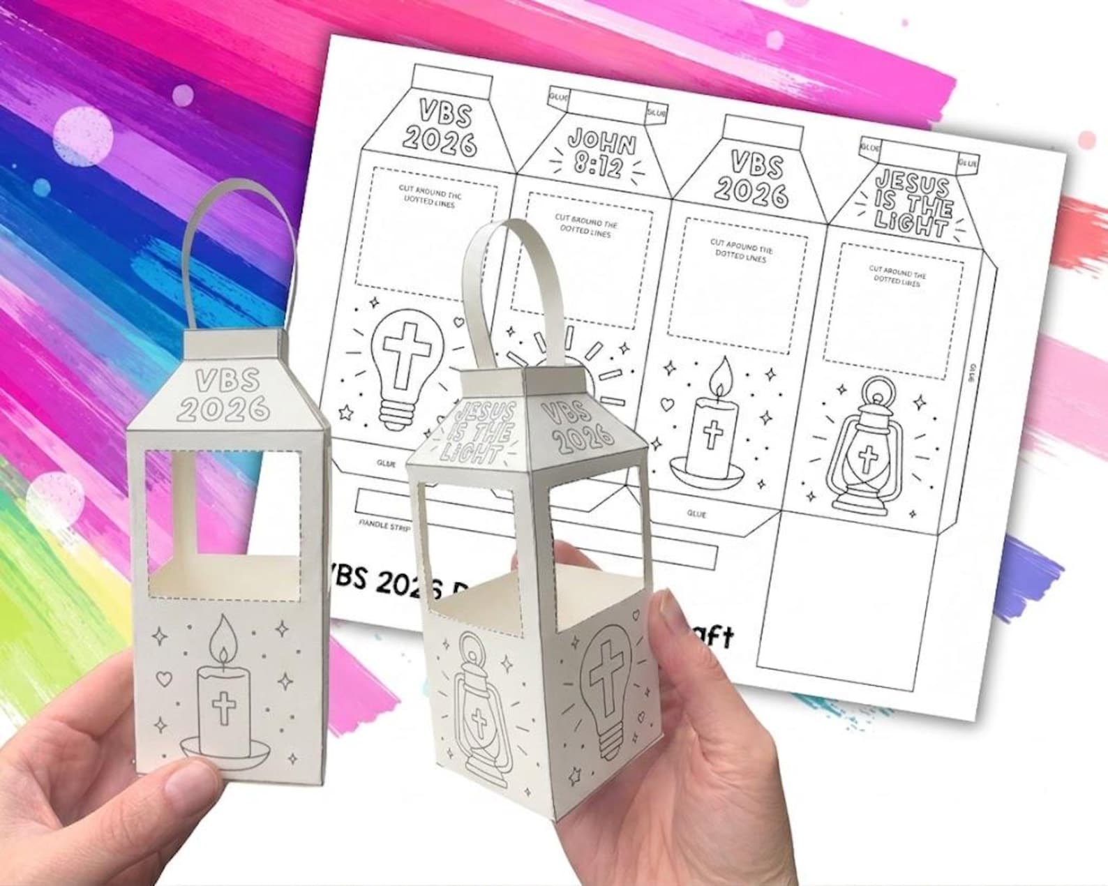 VBS 2026 Lantern Craft Printable, Jesus is the Light Paper Lantern ...