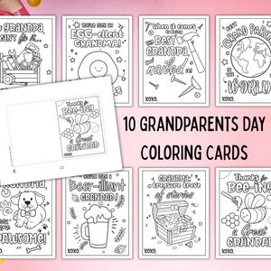 Cartes à colorier imprimables pour la fête des grands-parents, activité de carte à colorier grand-mère grand-père pour enfants, cadeau souvenir artisanal de la fête des grands-parents de la part d'un petit-enfant